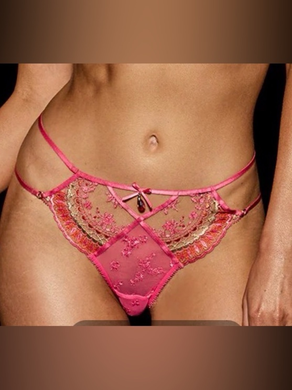 Honey Birdette Meika Thong Panty in Pink - Sz M